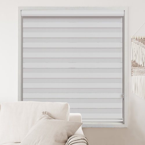 Symple Stuff Zebra Blinds Window Dual Layer Roller Shades, Corded Horizontal Blind, Bedroom
